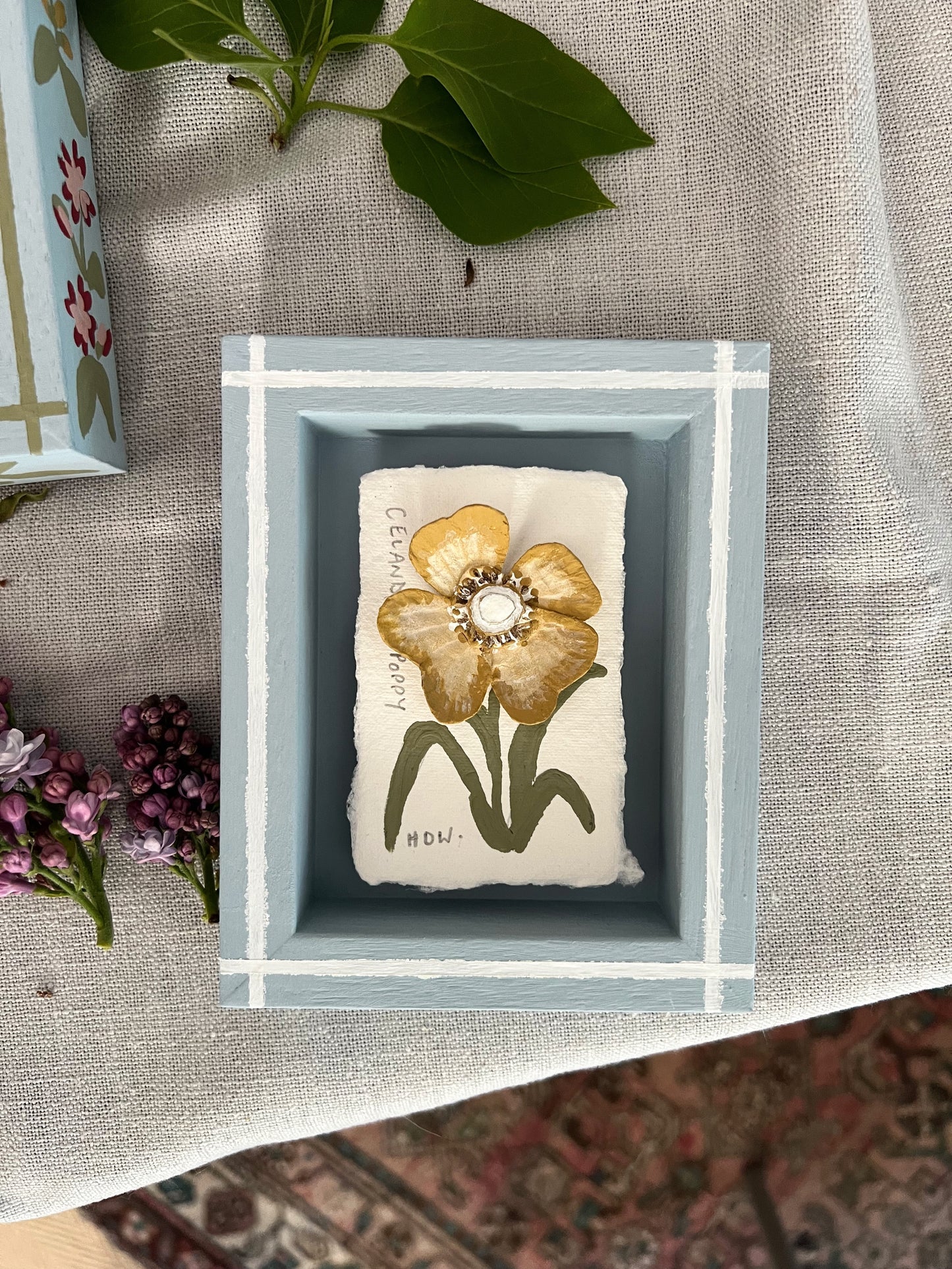 004 - Paper wild flower with painted Frame.