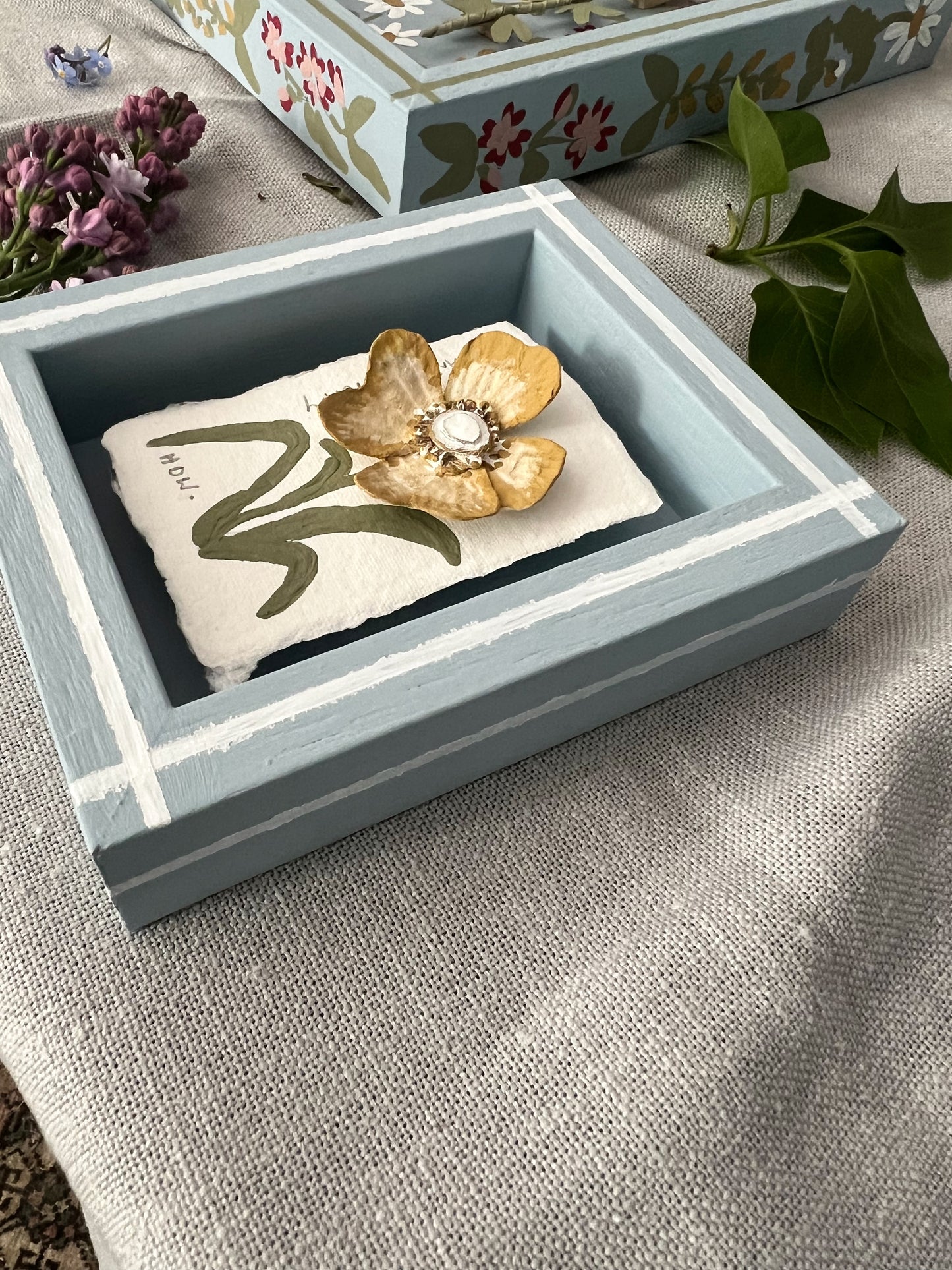 004 - Paper wild flower with painted Frame.