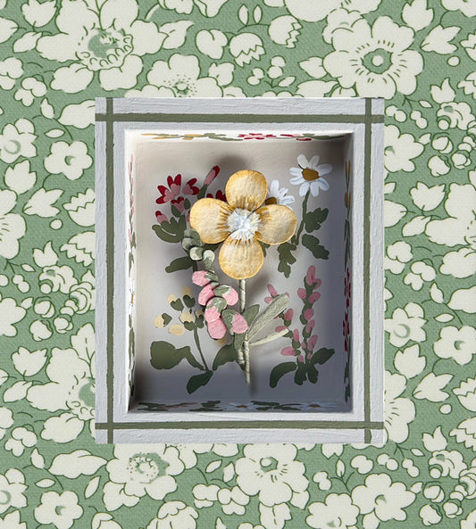 003 - Paper wild flowers with painted Frame.