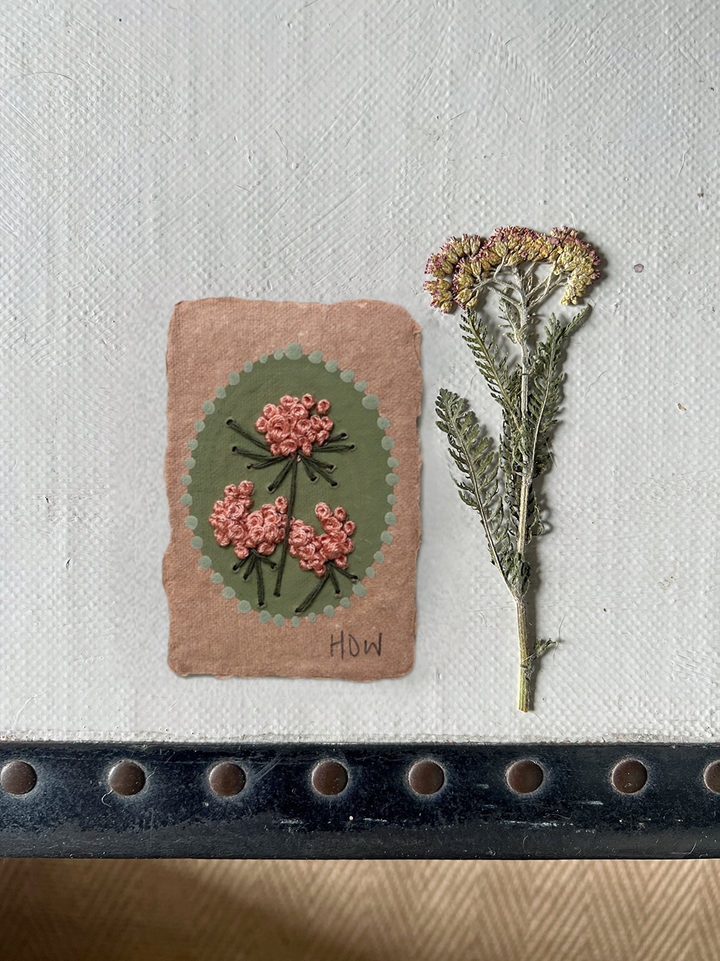 003 - Embroidered wild flowers on Handmade Paper
