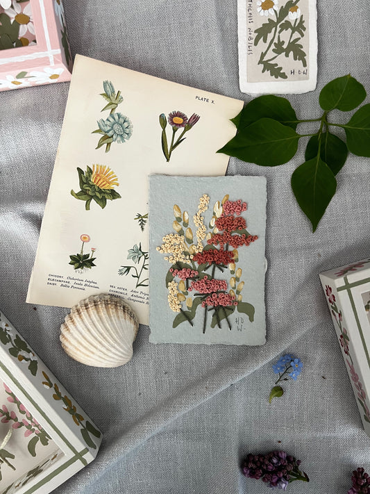023 - Embroidered wild flowers on Handmade Paper