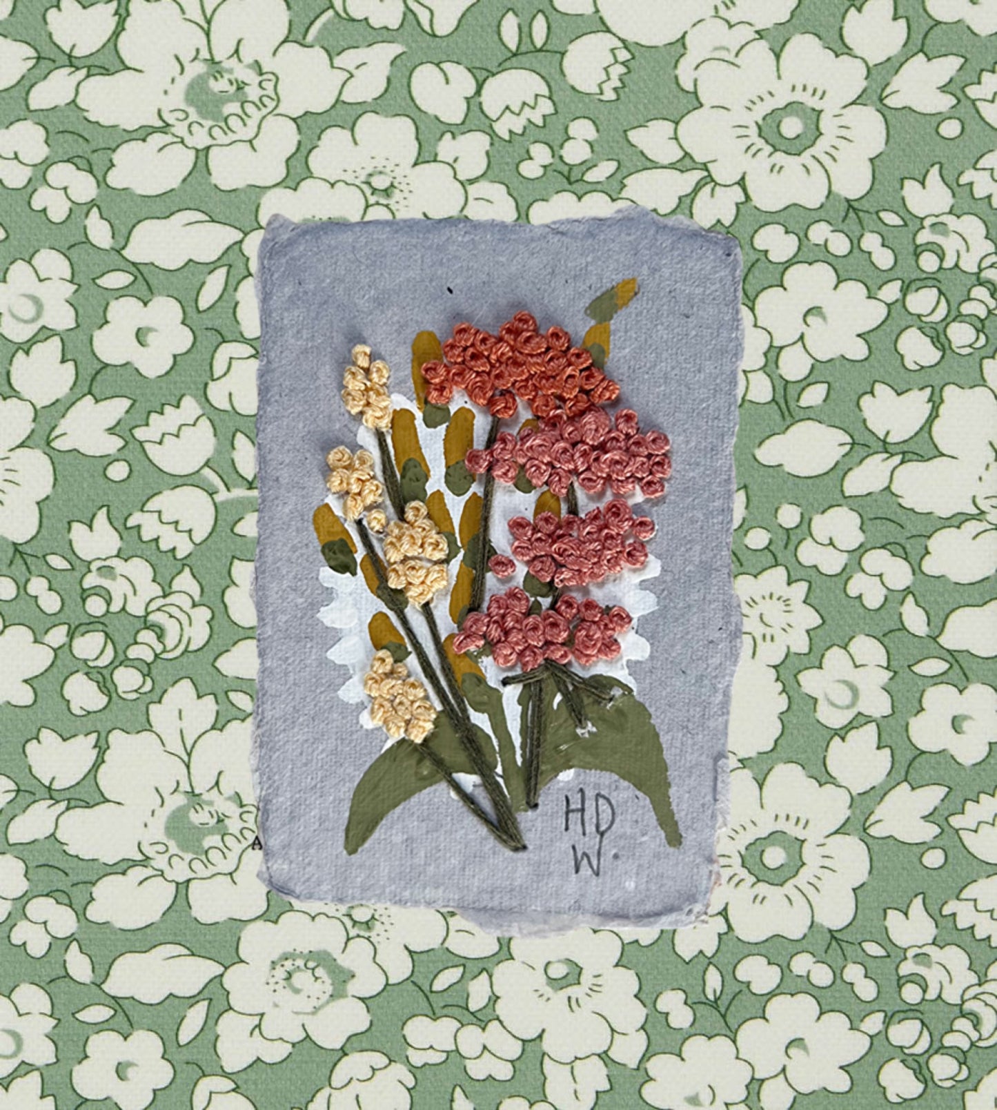 019 - Embroidered wild flowers on Handmade Paper