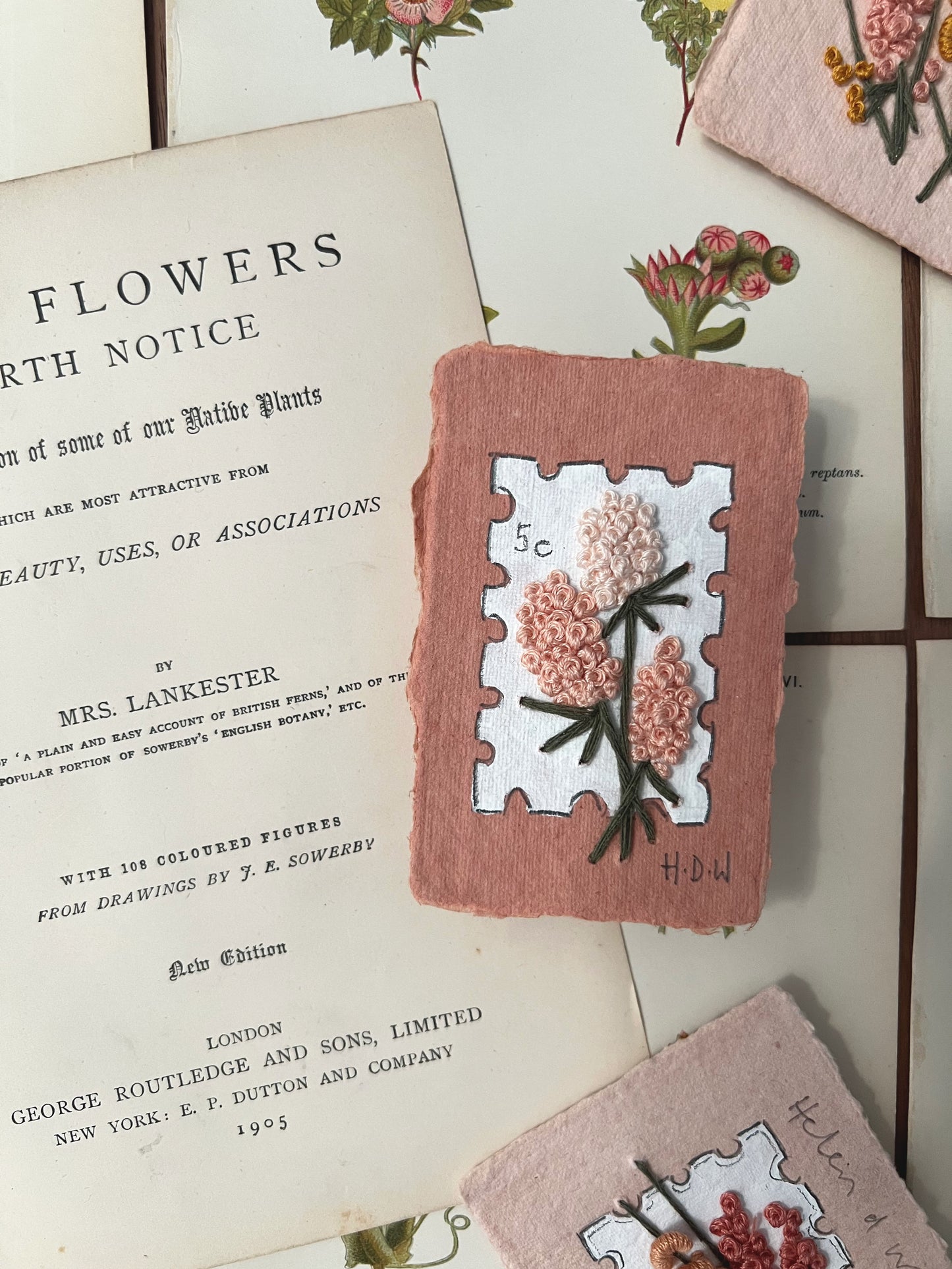 002 - Embroidered wild flowers on Handmade Paper