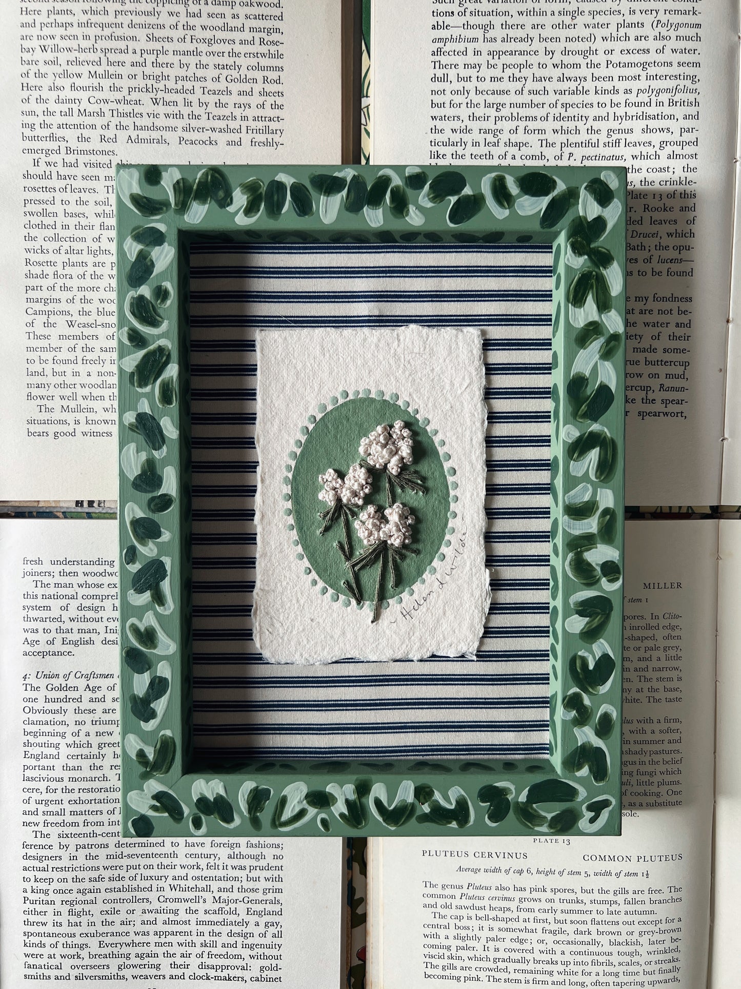 003 - Embroidered wild flowers on Handmade Paper - Framed.