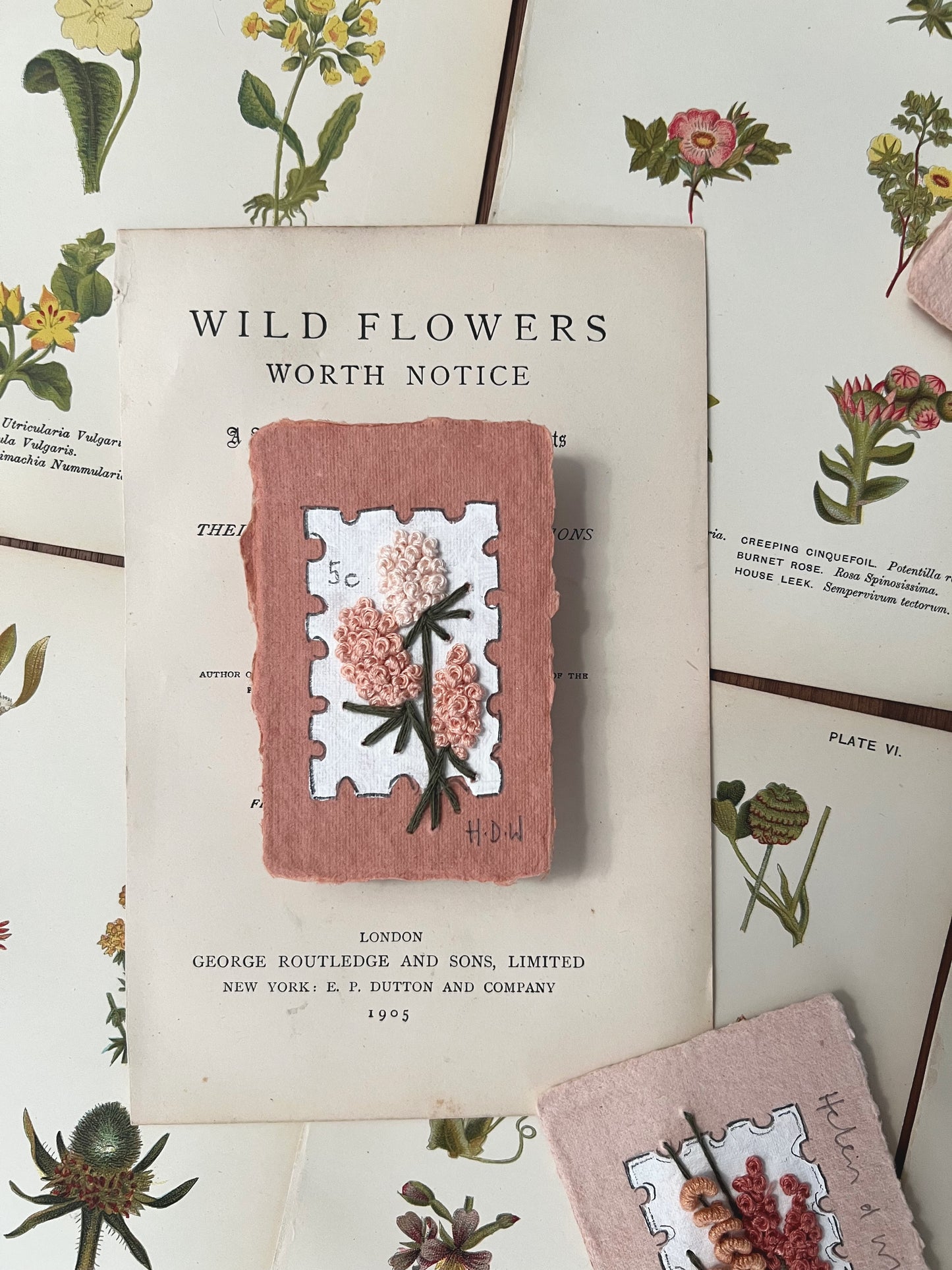 002 - Embroidered wild flowers on Handmade Paper