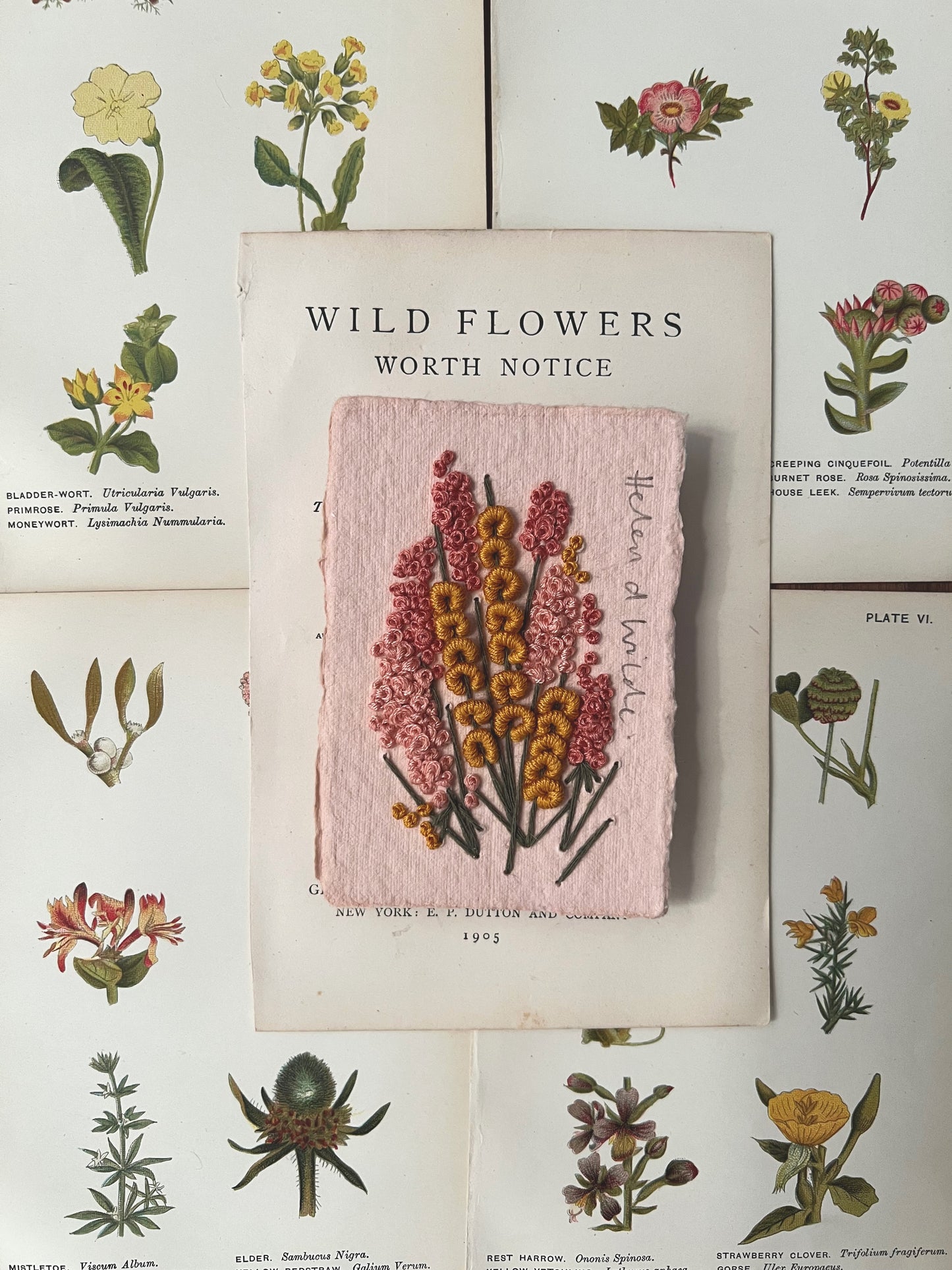 003 - Embroidered wild flowers on Handmade Paper