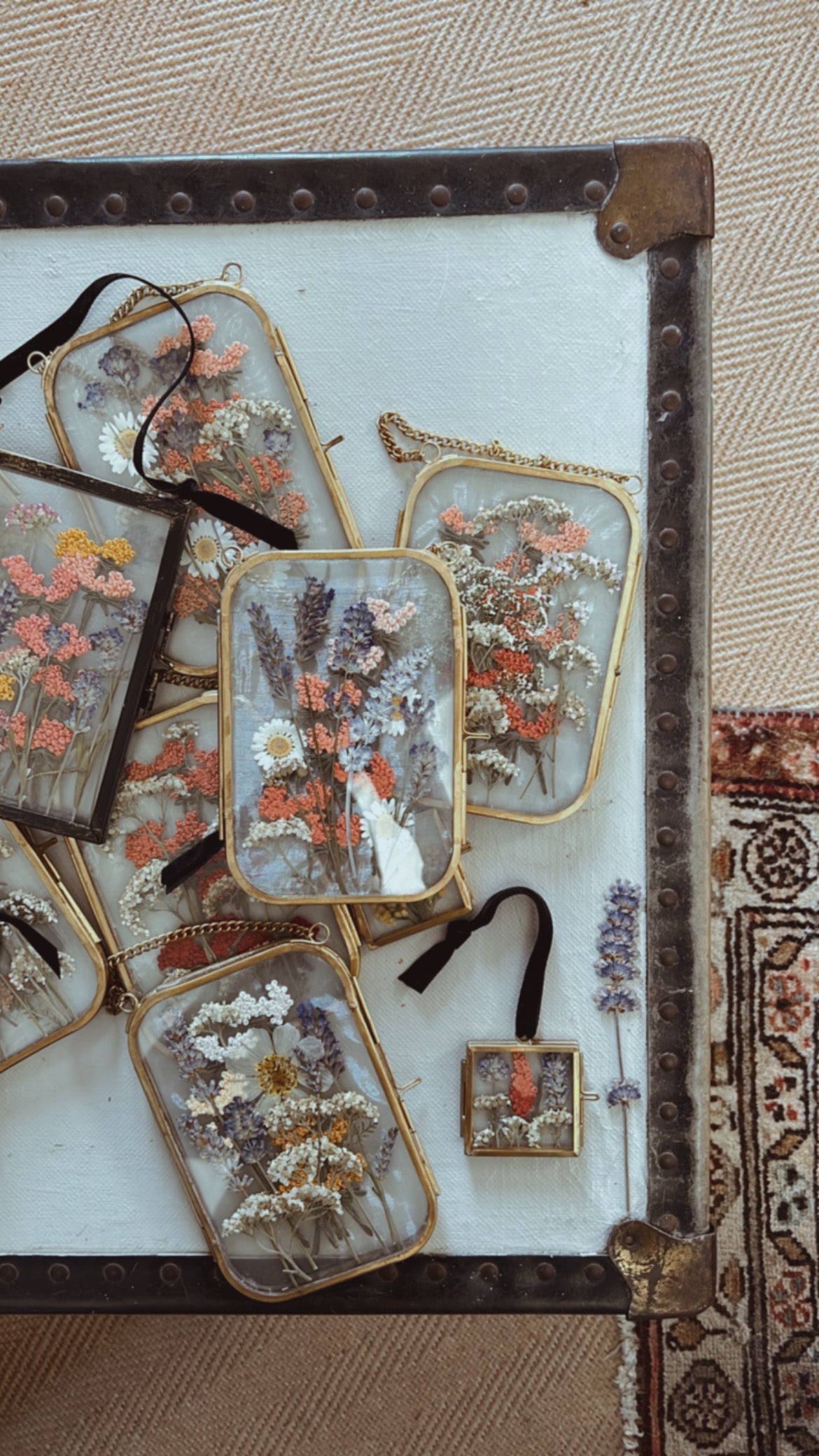 031 The Glass Garden - pressed flower and embroidery on silk.