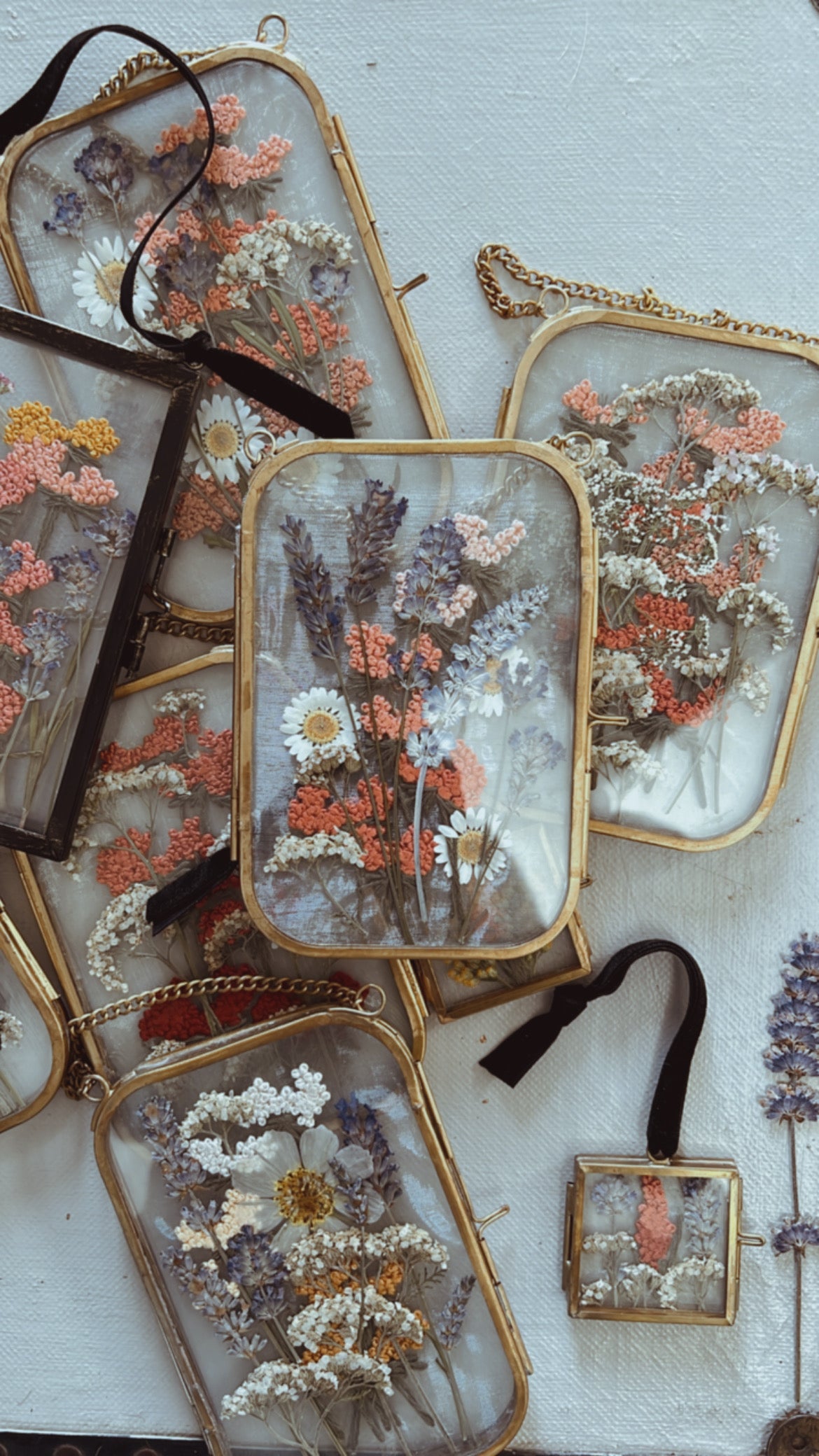 031 The Glass Garden - pressed flower and embroidery on silk.