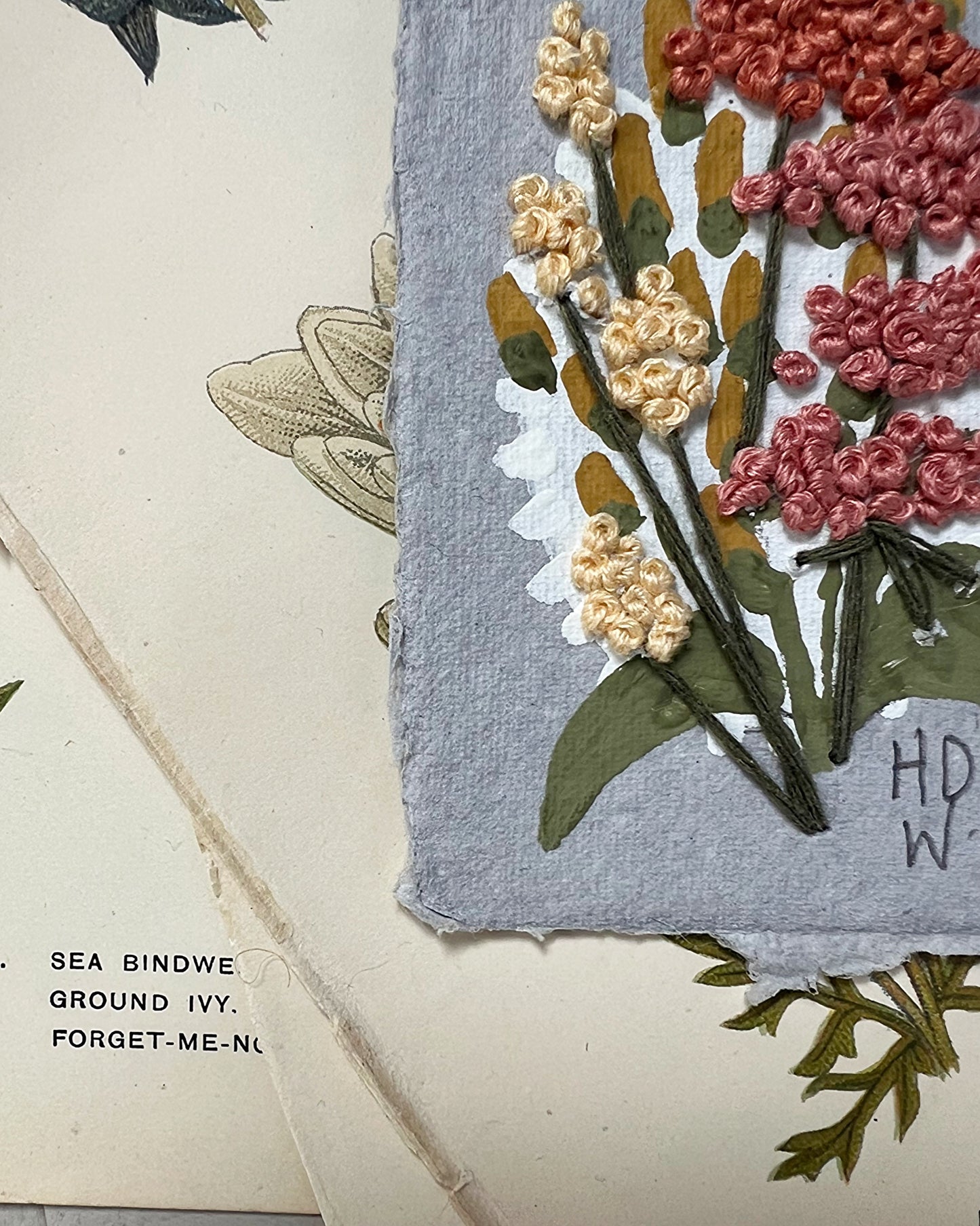 025 - Embroidered wild flowers on Handmade Paper