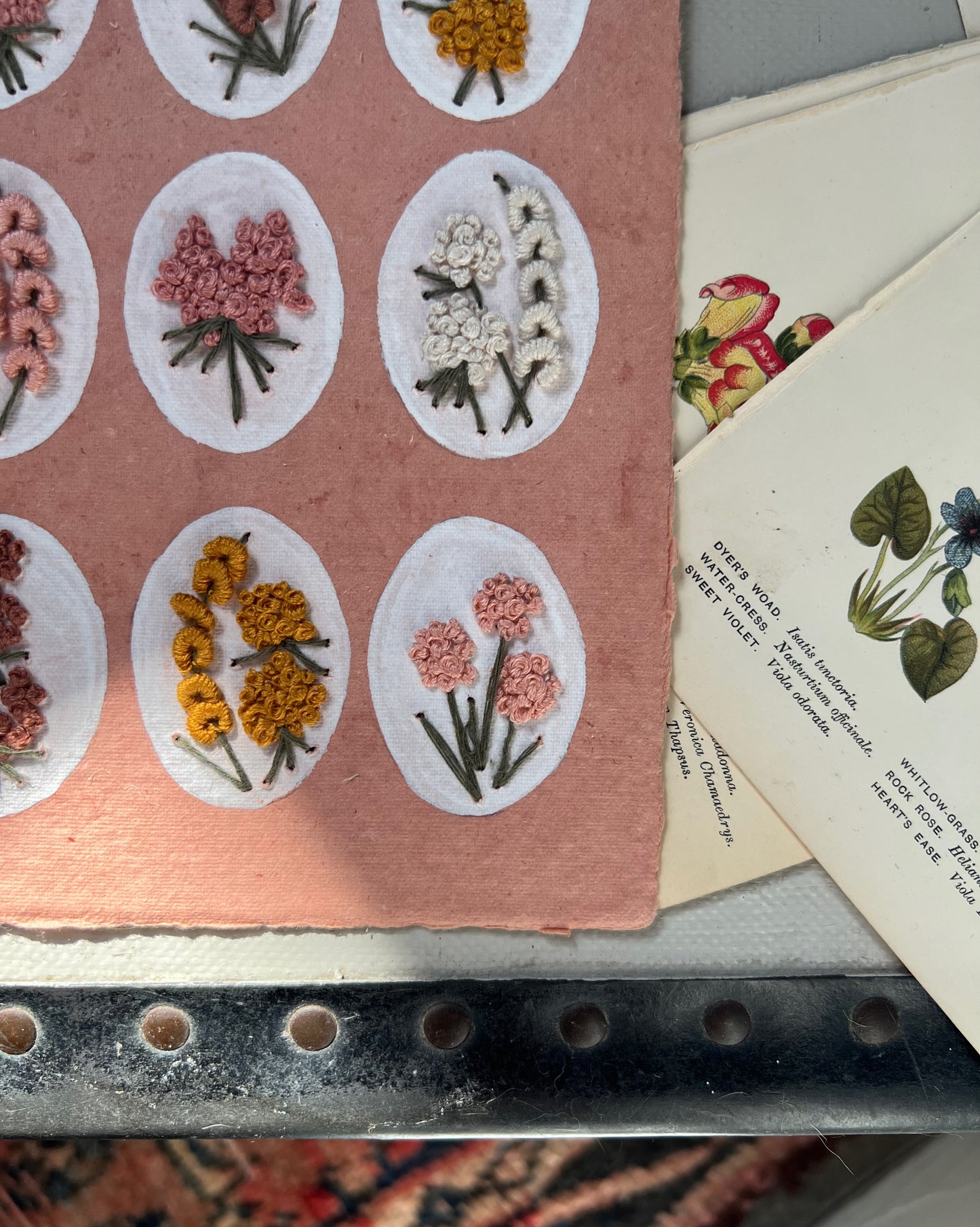 012 Floral Embroideries on Handmade paper