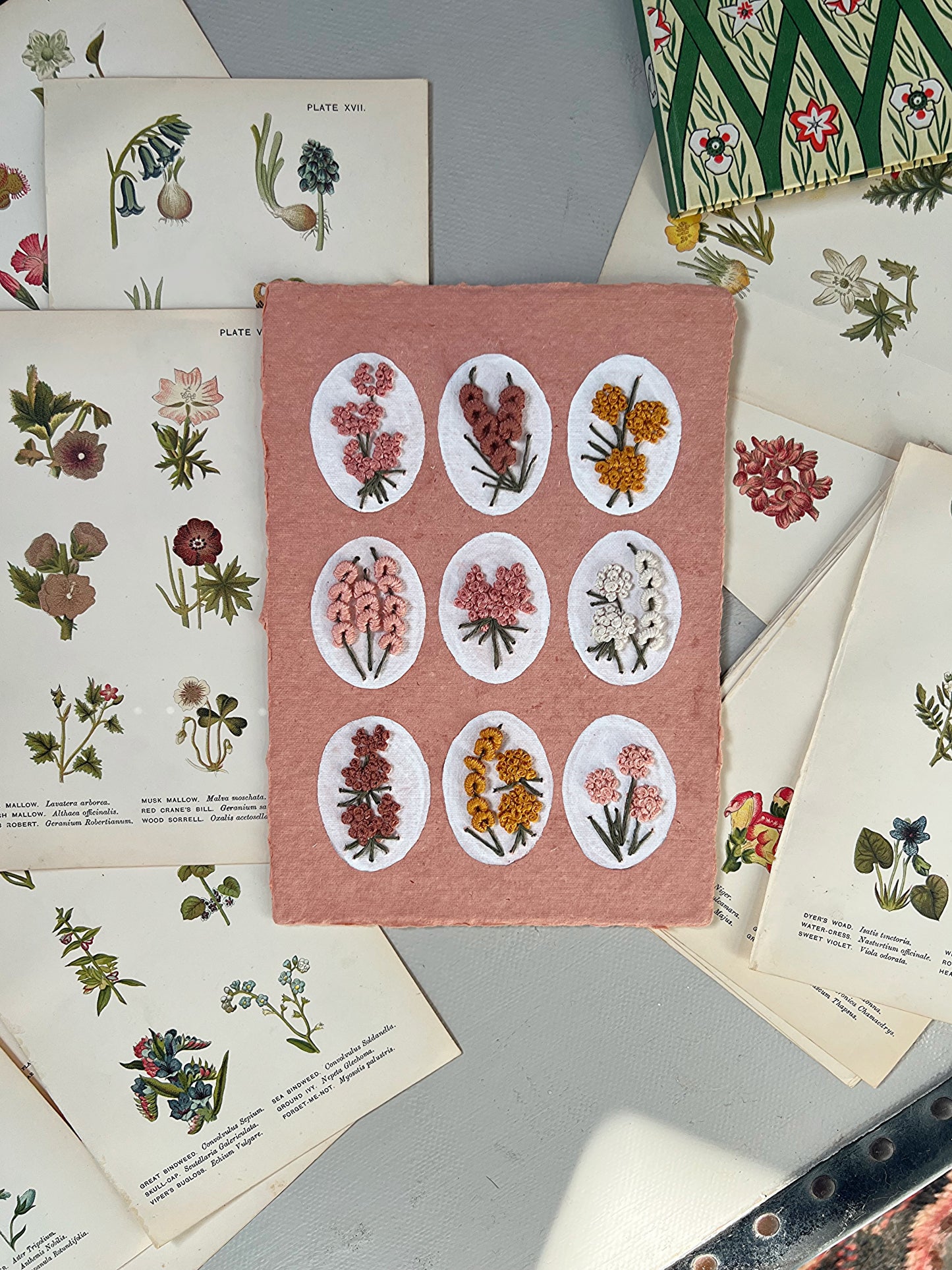 012 Floral Embroideries on Handmade paper