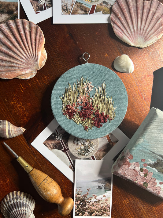 California Coastline - Embroidery on Velvet I