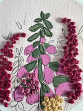 Load image into Gallery viewer, Foxgloves IV - embroidered paper painting.
