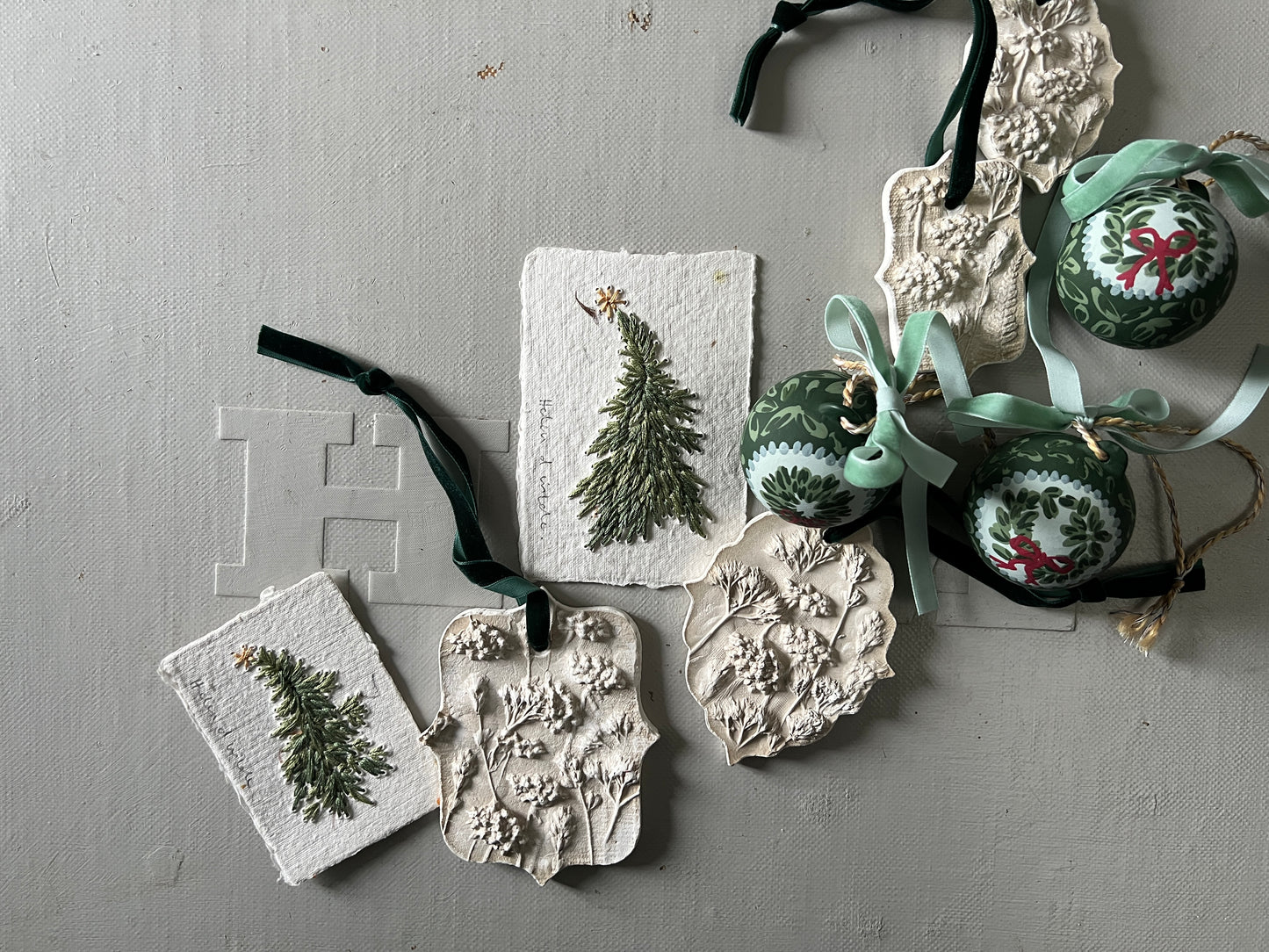 007 Hand Embroidered Paper Christmas Tree I