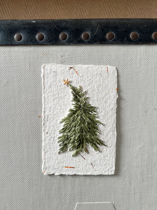 001 Hand Embroidered Paper Christmas Tree