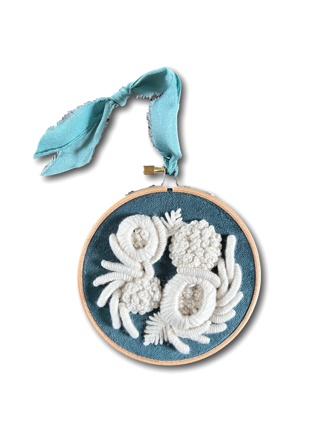 Velvet Coral Embroidery - Teal Blue I