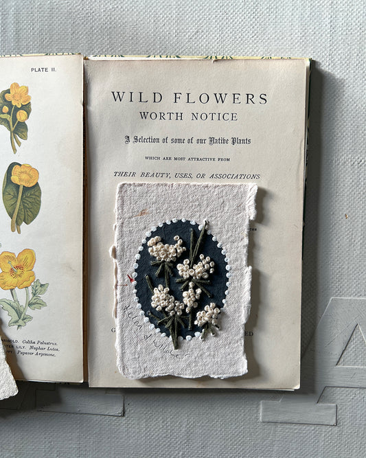 015 - Embroidered florals on Handmade wildflower Paper