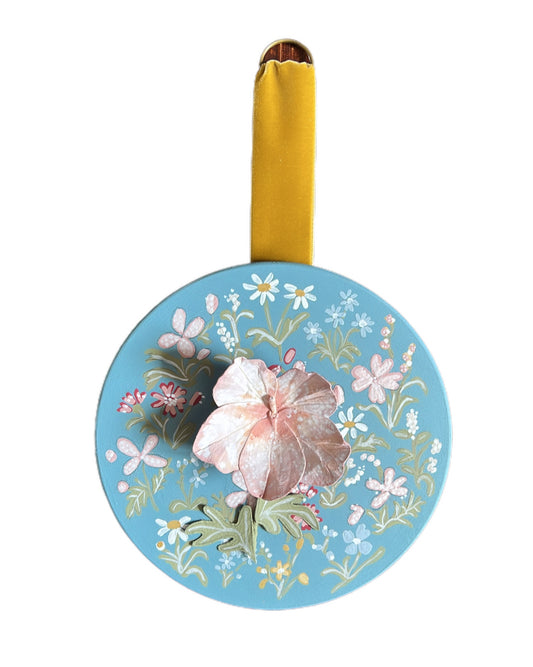 013 - Handmade Paper wild flower with painted Frame.