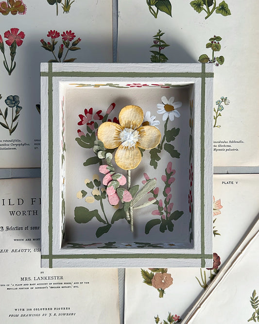 003 - Paper wild flowers with painted Frame.