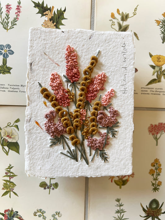 008 - Embroidered wild flowers on Handmade Paper