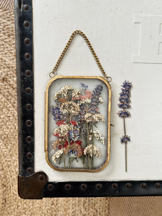 031 The Glass Garden - pressed flower and embroidery on silk.