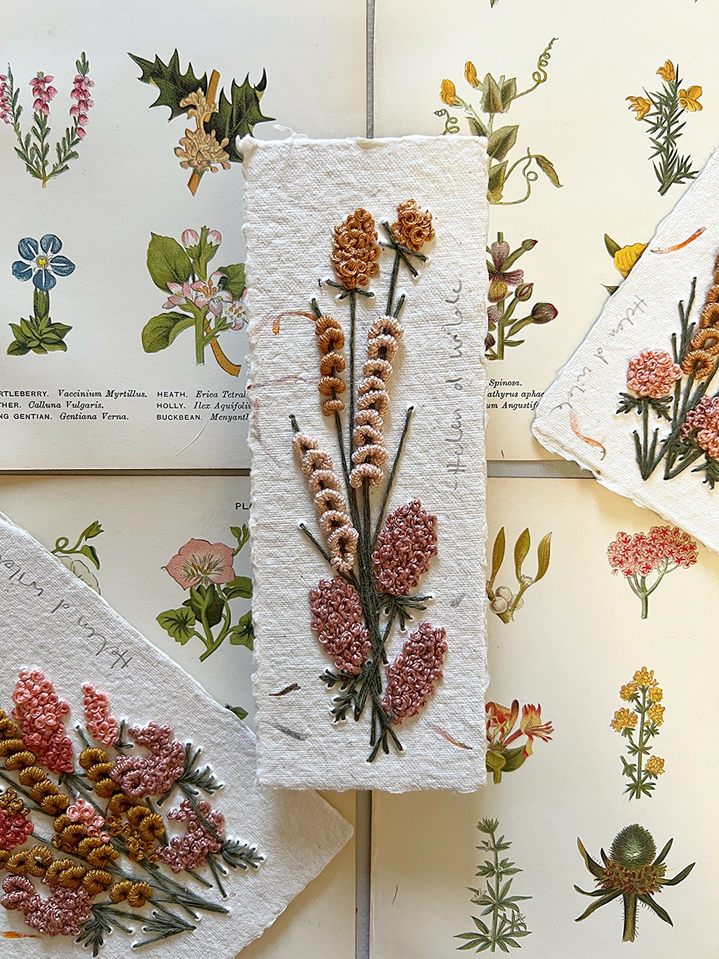 019 - Embroidered wild flowers on Handmade Paper