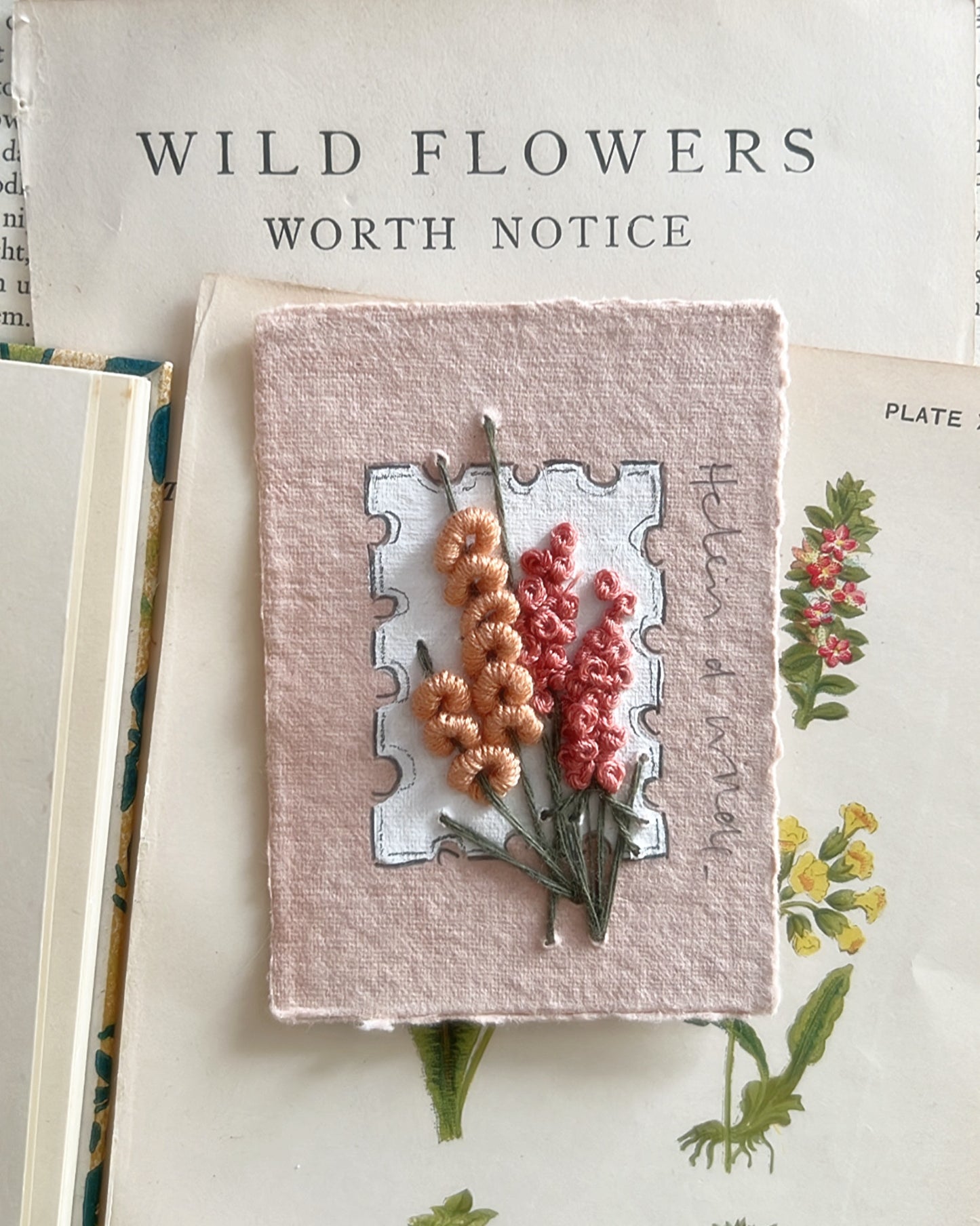 006 - Embroidered wild flowers on Handmade Paper