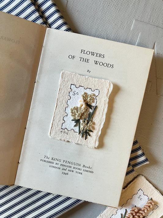 001 - RESERVED FOR AMANDA - Embroidered wild flowers on Handmade Paper