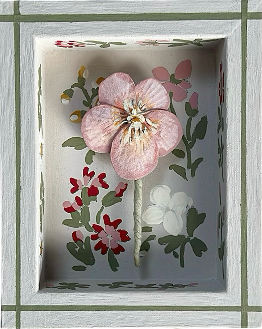 007 - Paper wild flowers with painted Frame.