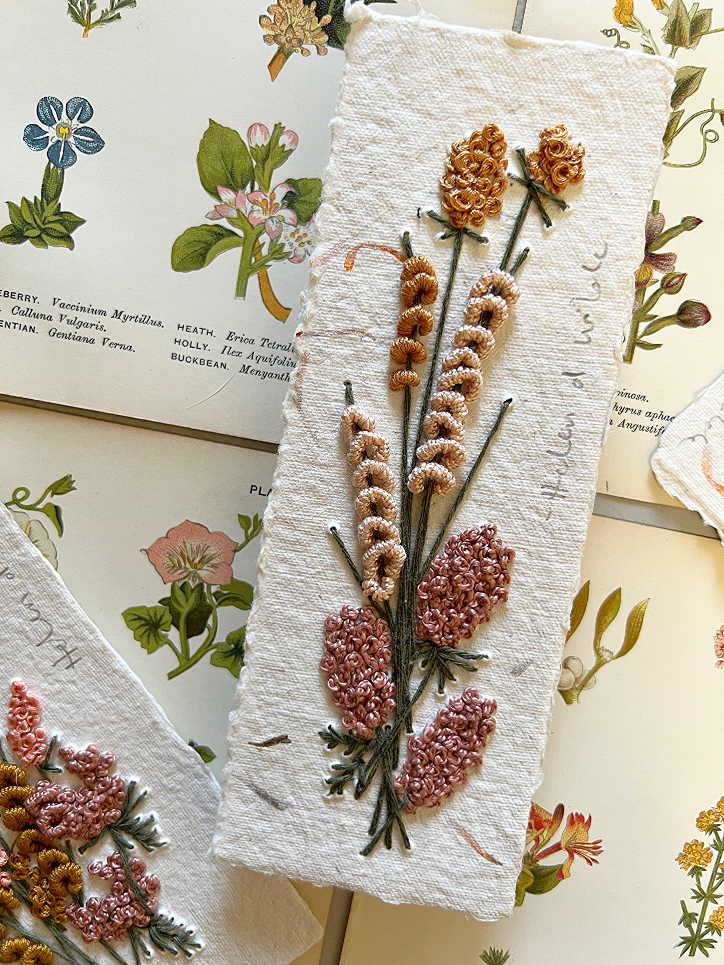 019 - Embroidered wild flowers on Handmade Paper