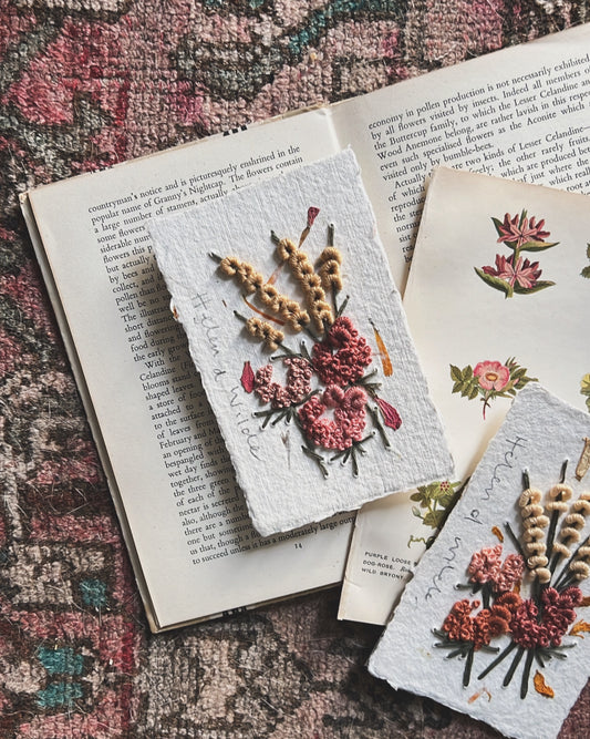 012 - Embroidered wild flowers on Handmade Paper