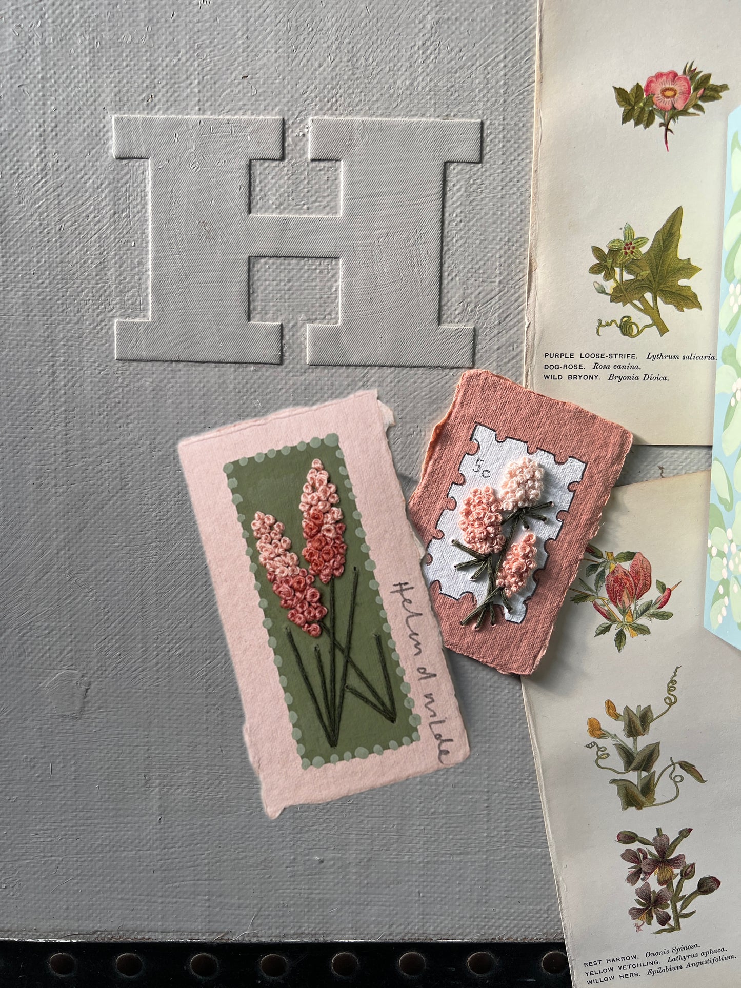 011 - Embroidered wild flowers on Handmade Paper