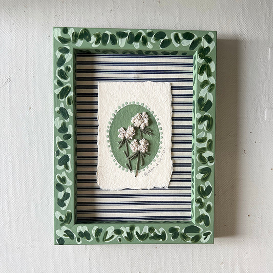 005 - Embroidered wild flowers on Handmade Paper - Framed.