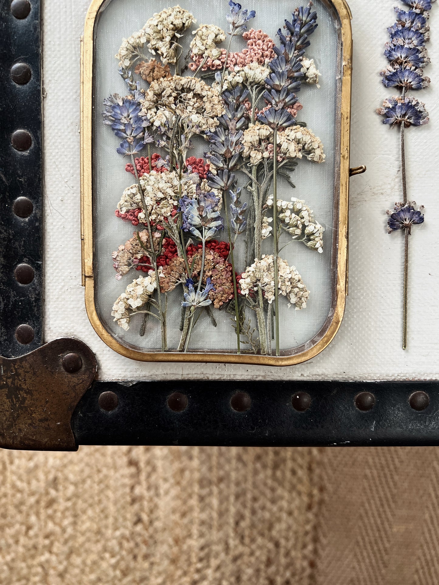 031 The Glass Garden - pressed flower and embroidery on silk.