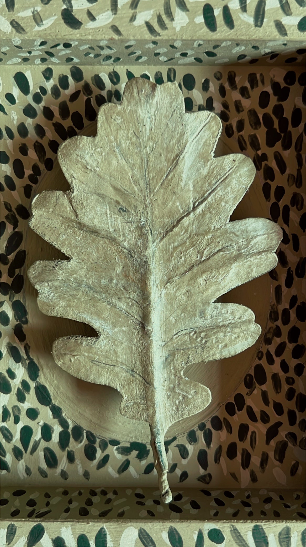 009 - Handmade Paper Oak Leaf with painted Frame.