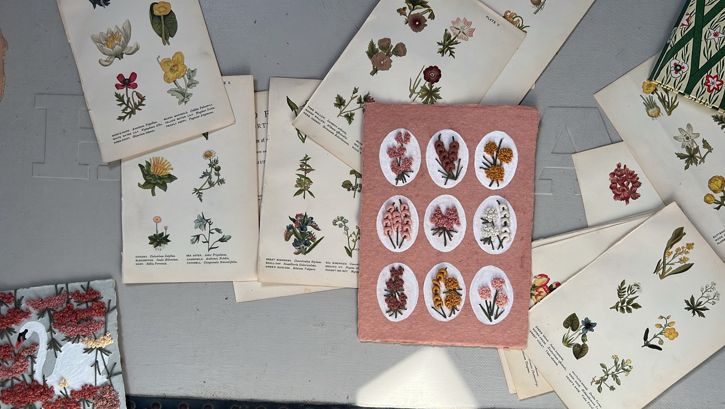 012 Floral Embroideries on Handmade paper