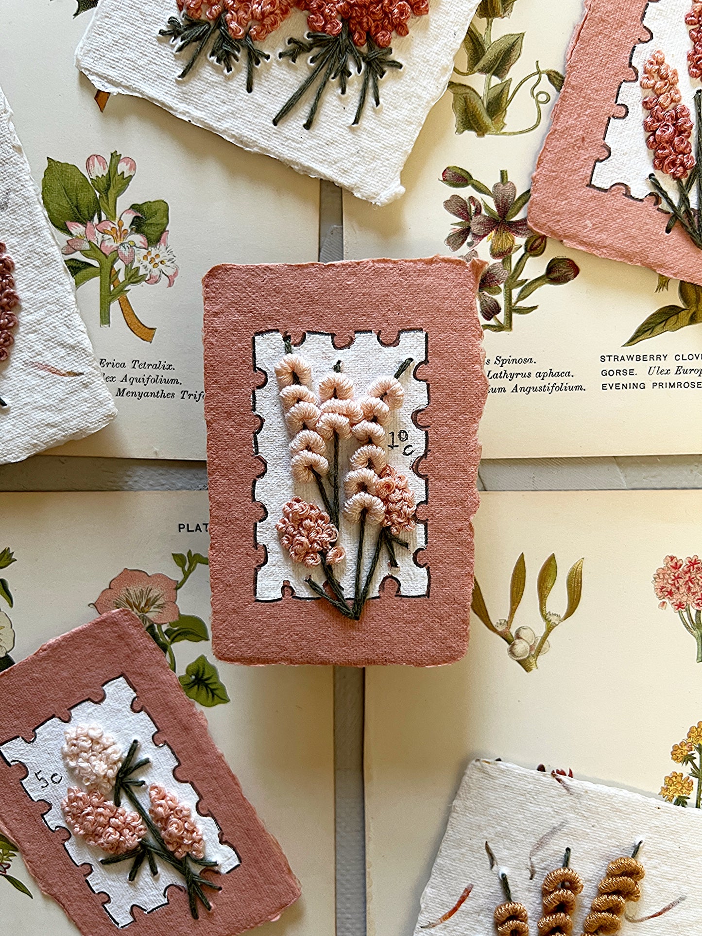 009 - Embroidered wild flowers on Handmade Paper