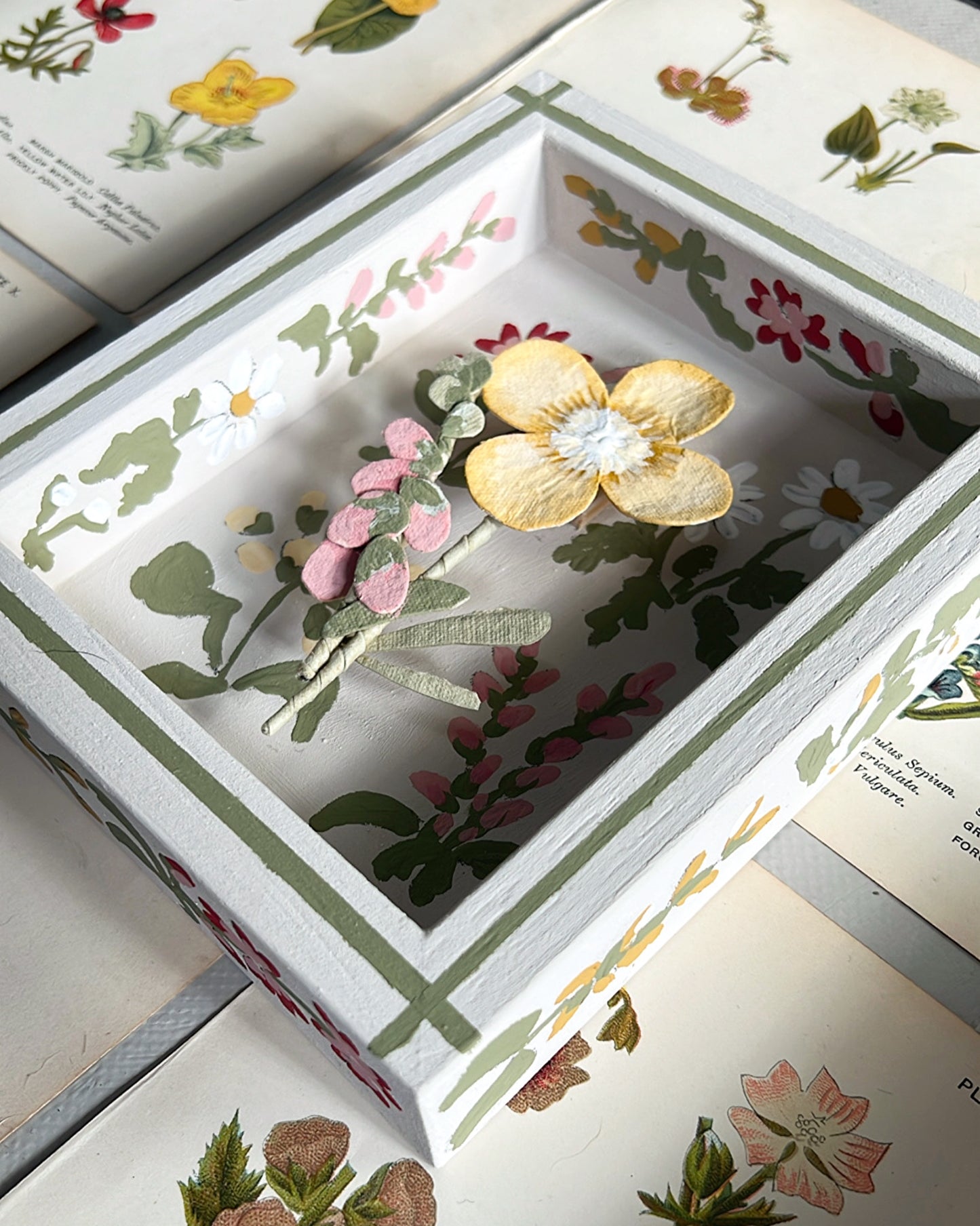 003 - Paper wild flowers with painted Frame.