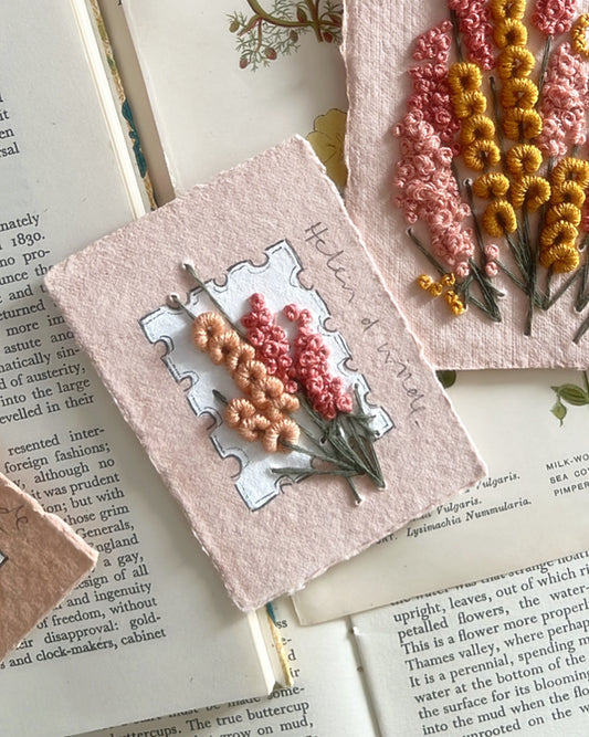 006 - Embroidered wild flowers on Handmade Paper