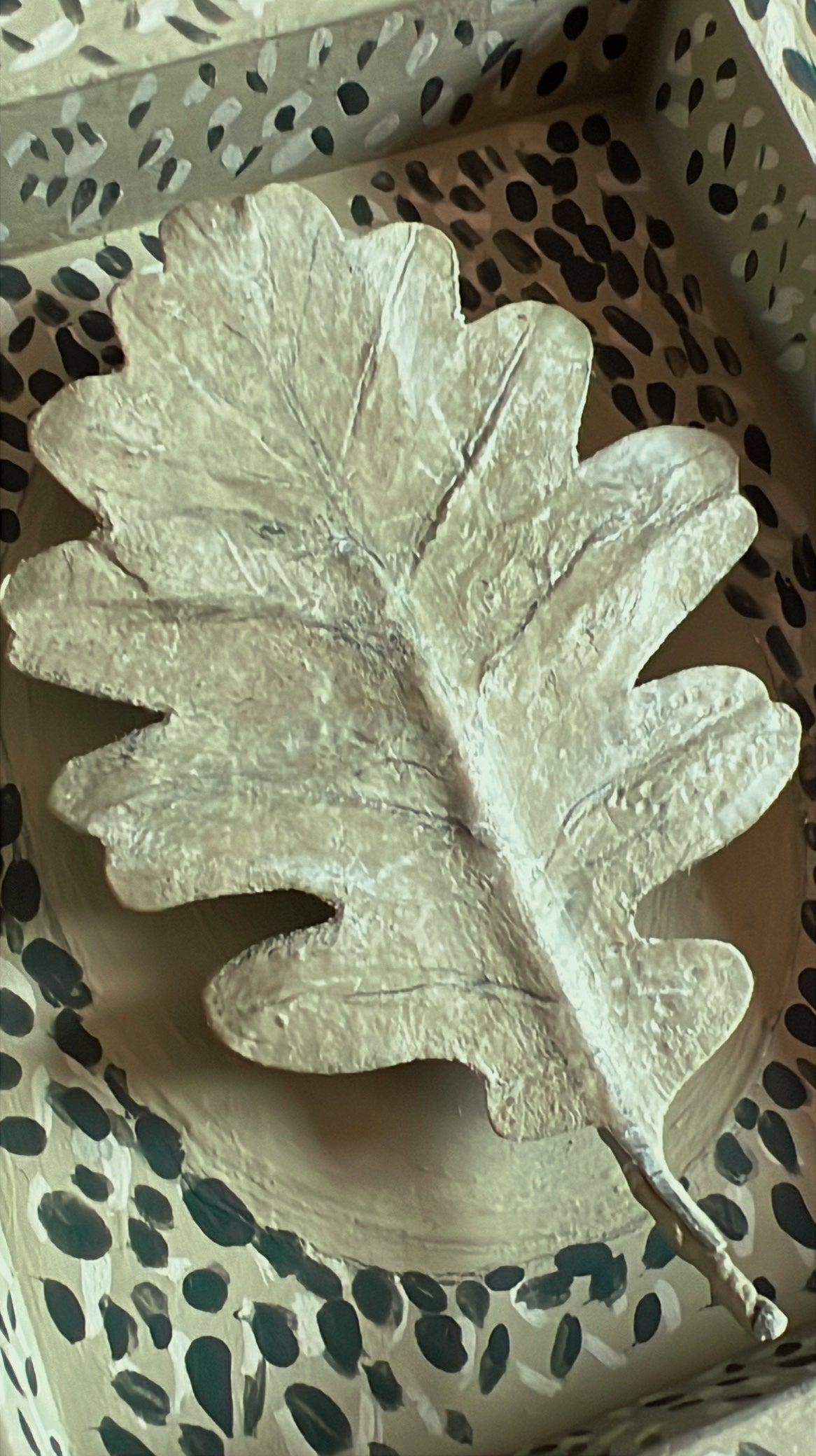 009 - Handmade Paper Oak Leaf with painted Frame.