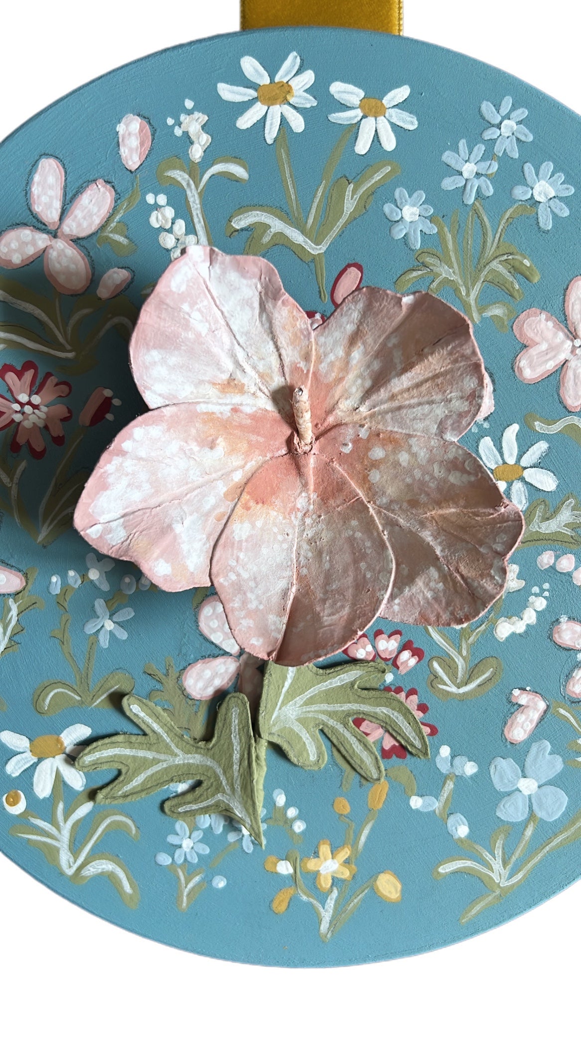013 - Handmade Paper wild flower with painted Frame.