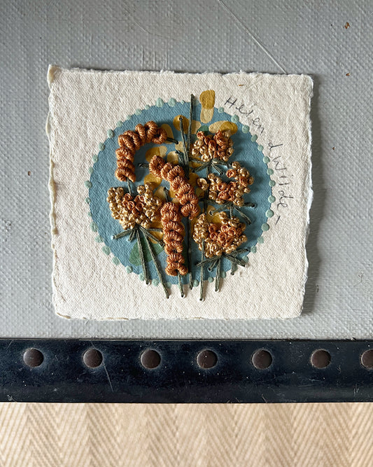 011 - Embroidered & painted wild flowers on Handmade Paper