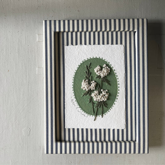 003 - Embroidered wild flowers on Handmade Paper - Framed.