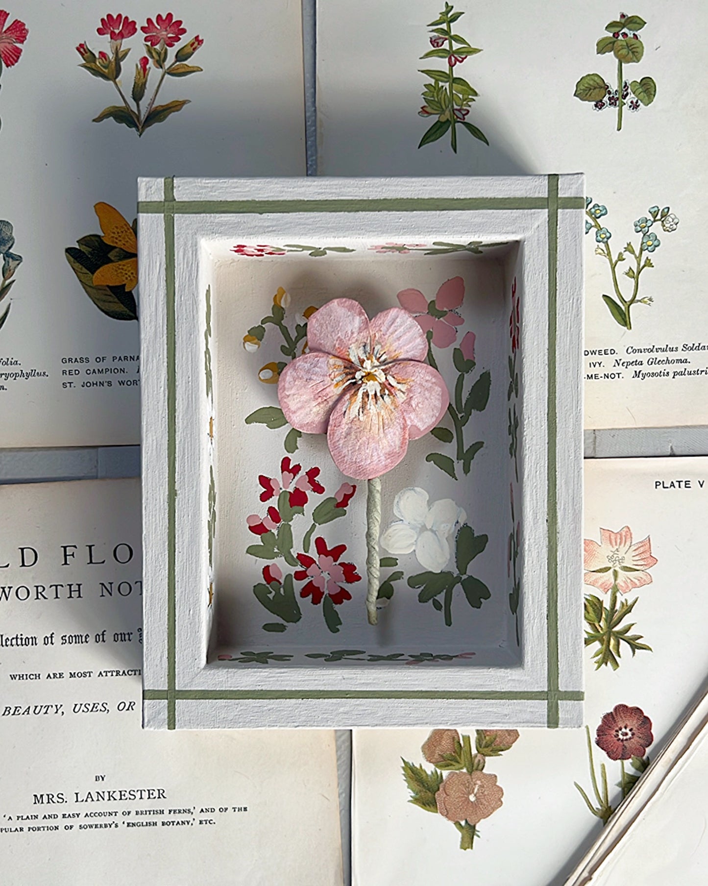 009 - Paper wild flowers with painted Frame.