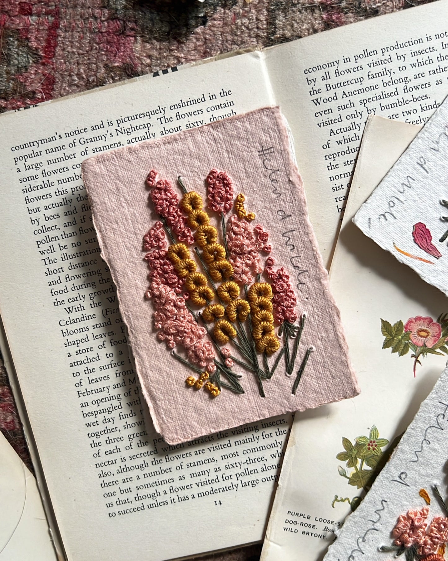 003 - Embroidered wild flowers on Handmade Paper