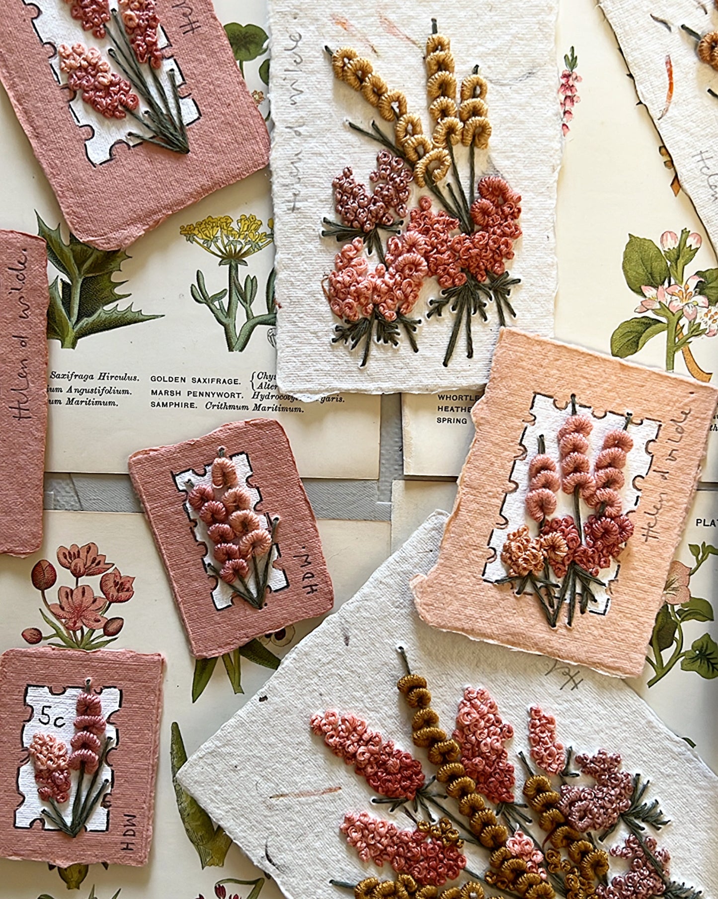 024 - Embroidered wild flowers on Handmade Paper