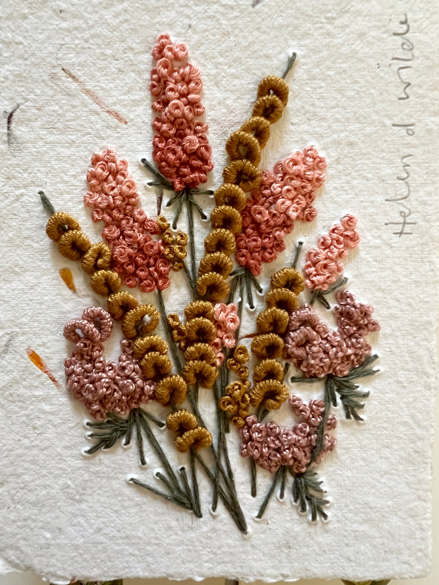 008 - Embroidered wild flowers on Handmade Paper
