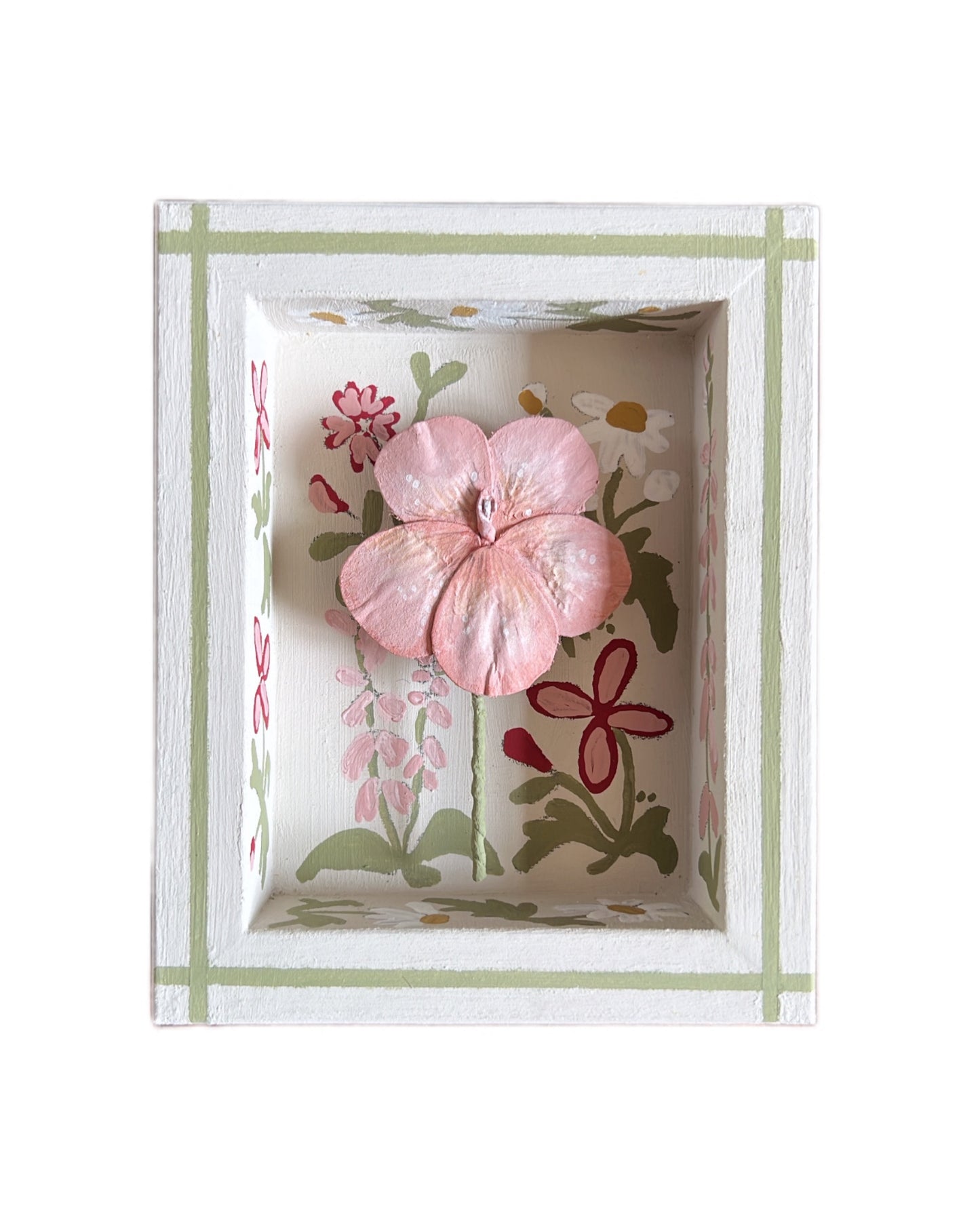 003 - Handmade Paper wild flower with painted Frame.