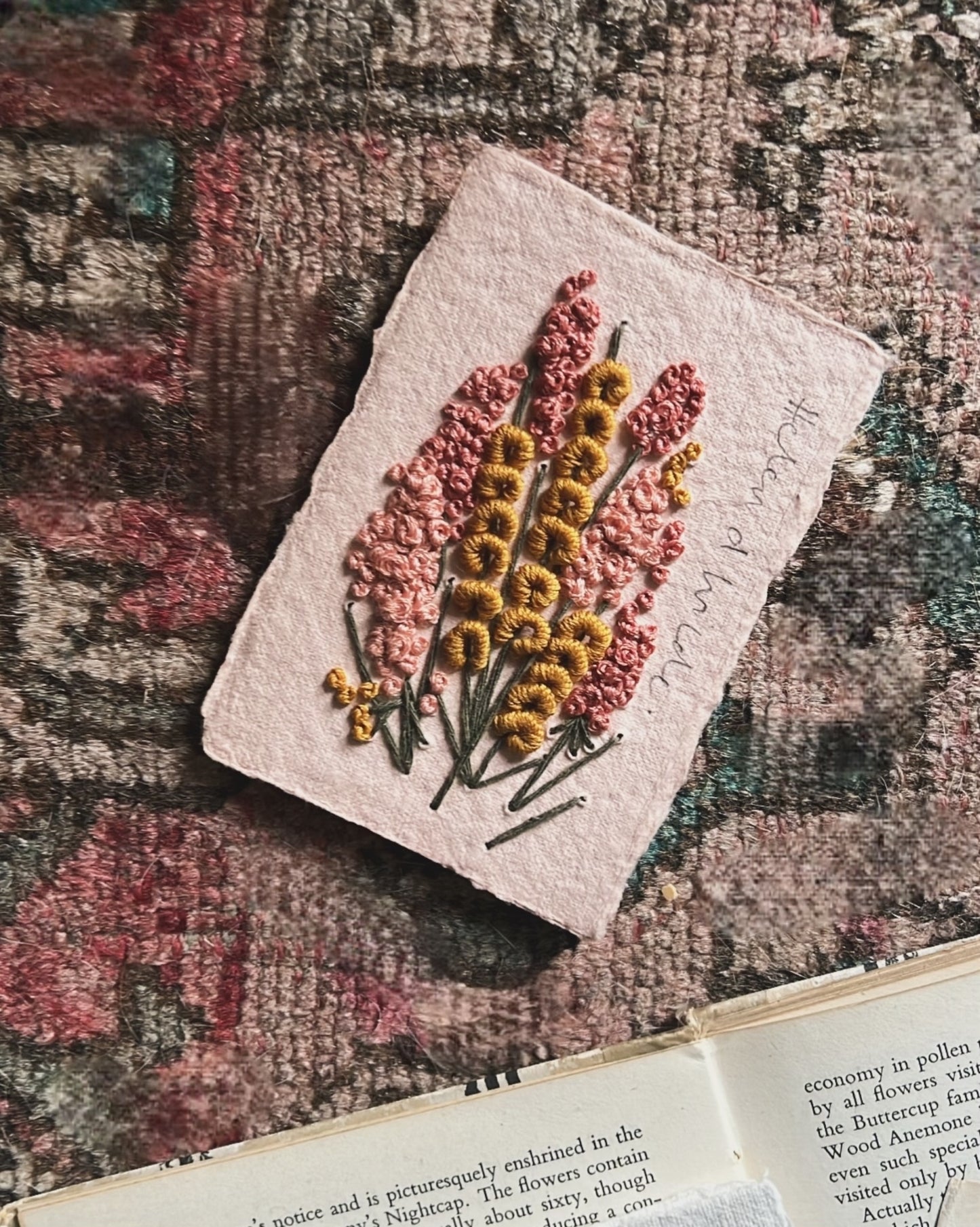 003 - Embroidered wild flowers on Handmade Paper