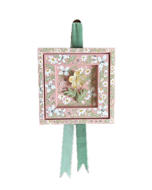 004 - Handmade Paper wild flower with painted Frame.